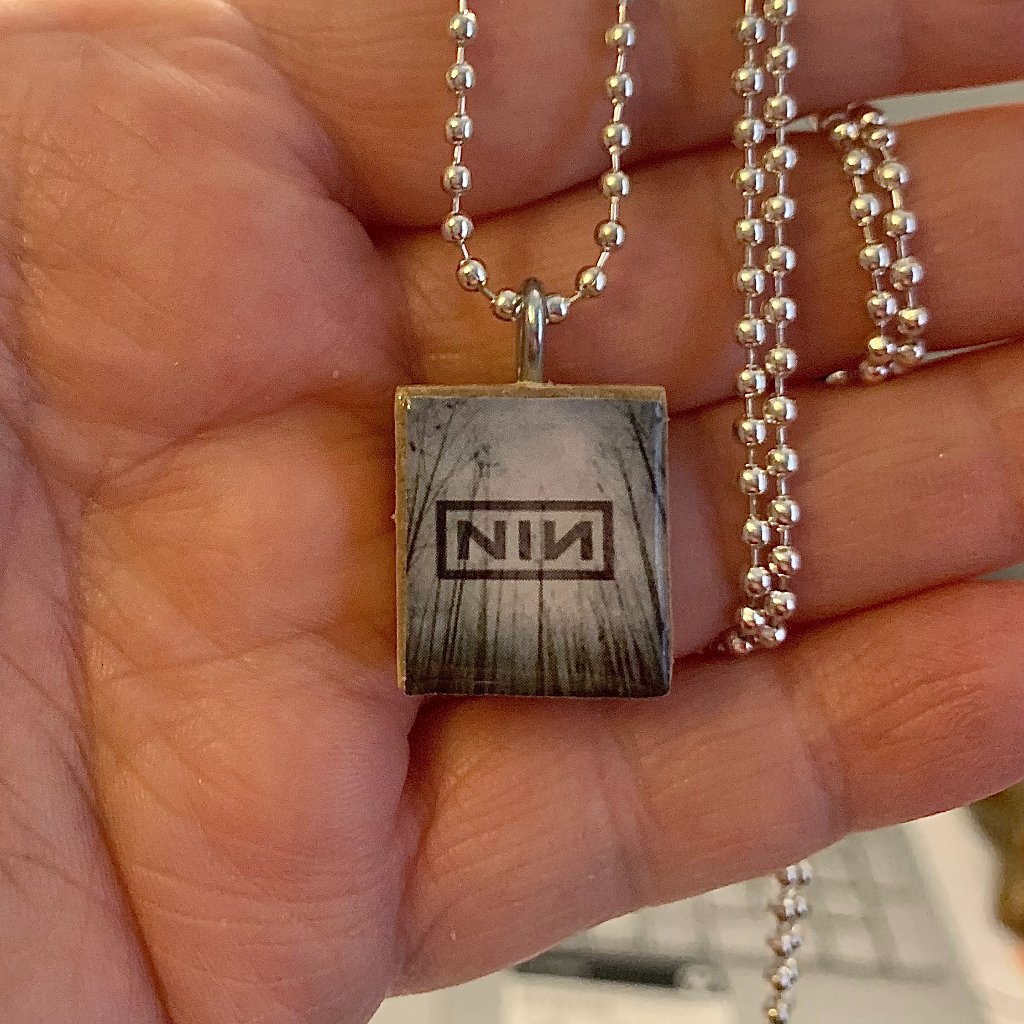 (2 For $12,4 For $20) Nine Inch Nails Scrabble Tile Necklace